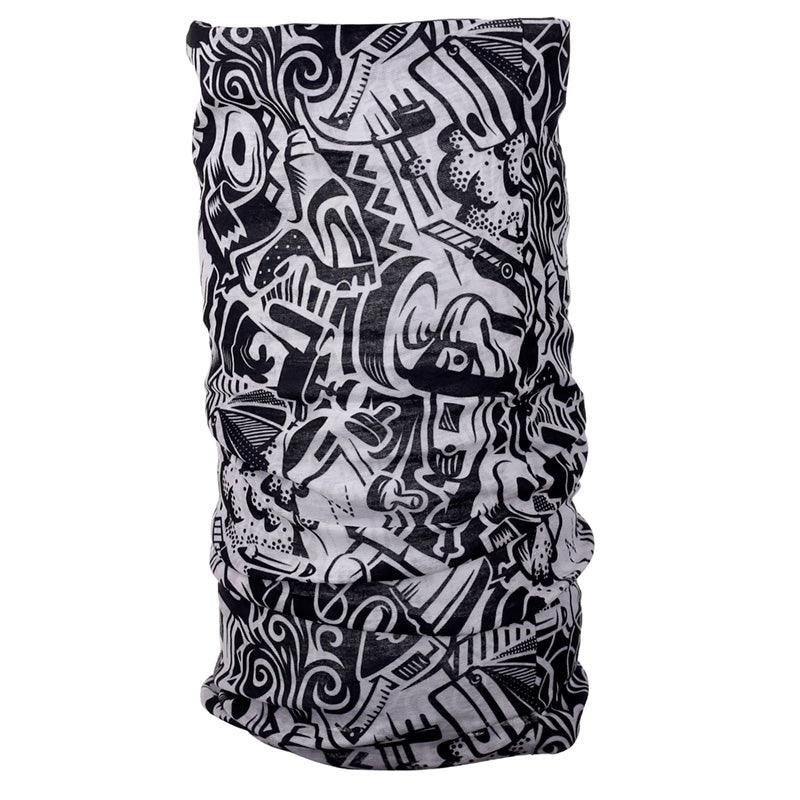 Neck Warmer Tube Scarf - Black & White Graffiti-