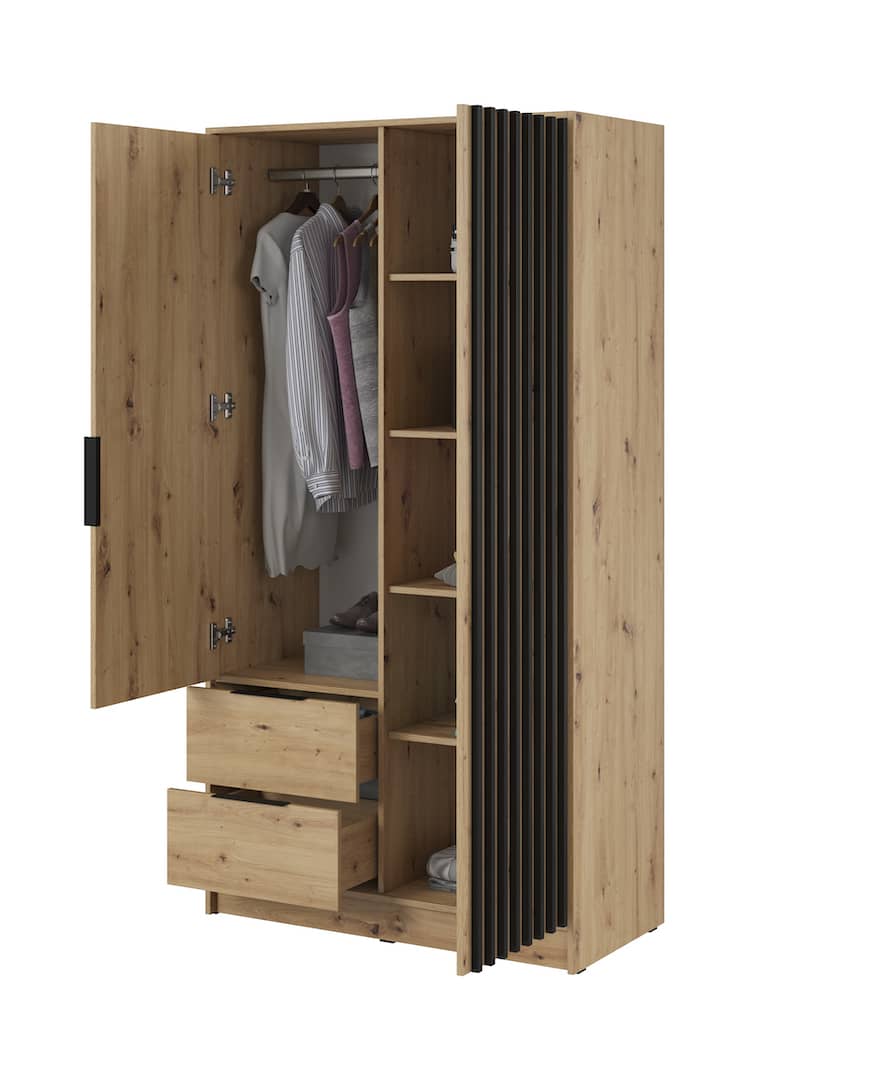 Nelly Hinged Door Wardrobe 105cm-Hinged Door Wardrobe