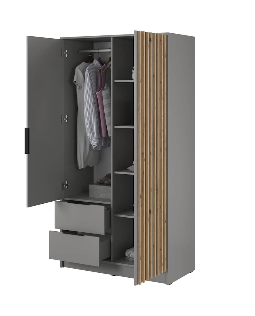 Nelly Hinged Door Wardrobe 105cm-Hinged Door Wardrobe