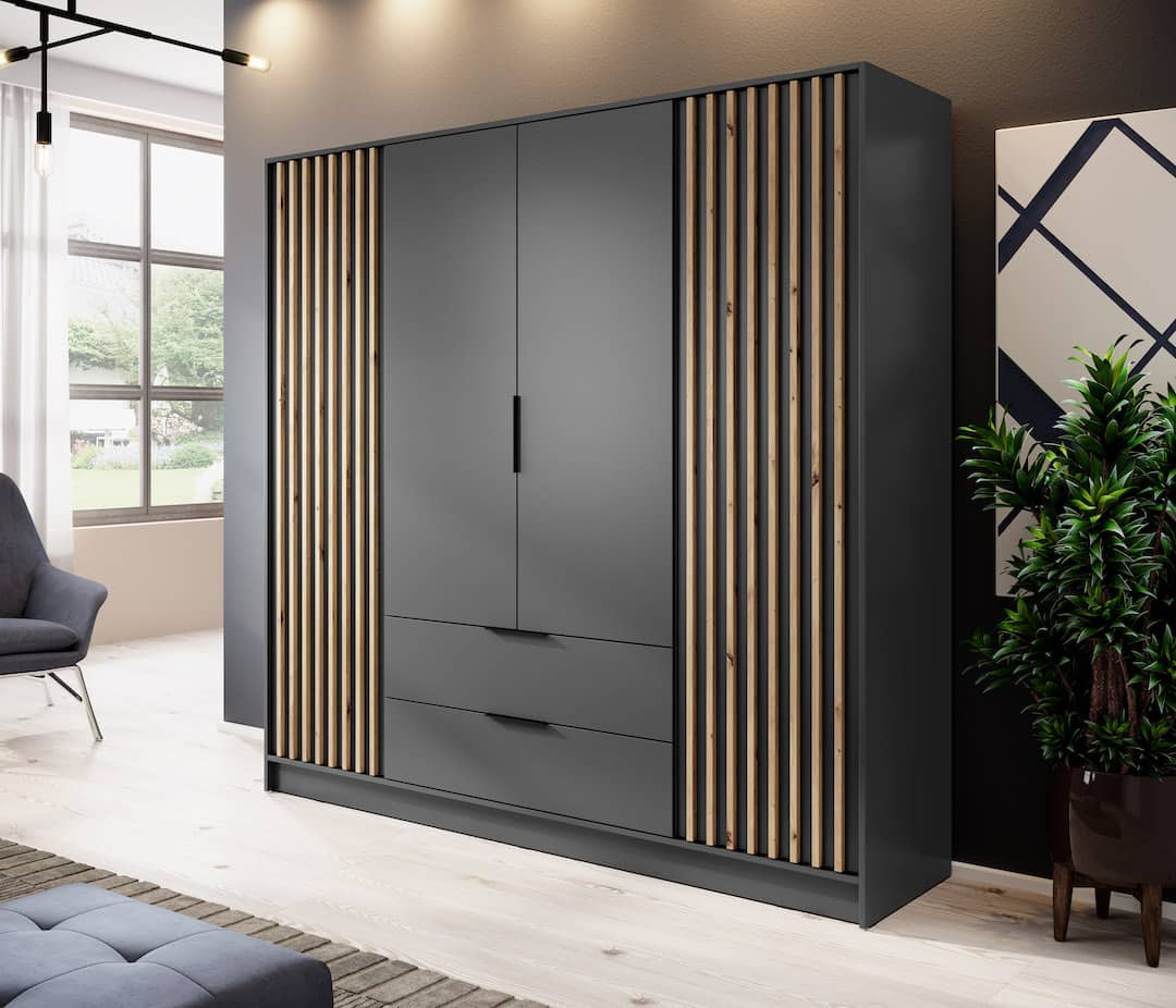 Nelly Hinged Door Wardrobe 206cm Graphite Hinged Door Wardrobe 