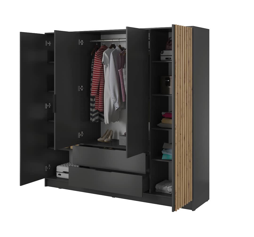 Nelly Hinged Door Wardrobe 206cm-Hinged Door Wardrobe