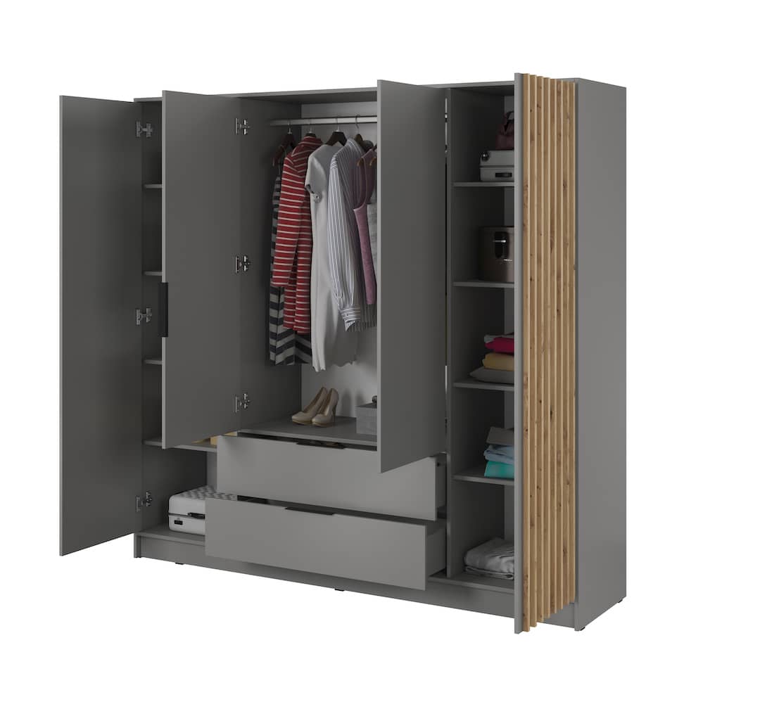 Nelly Hinged Door Wardrobe 206cm-Hinged Door Wardrobe