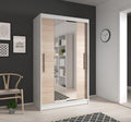 Neomi 01 Sliding Door Wardrobe 120cm in White Matt Oak Sonoma Hinged Door Wardrobe 