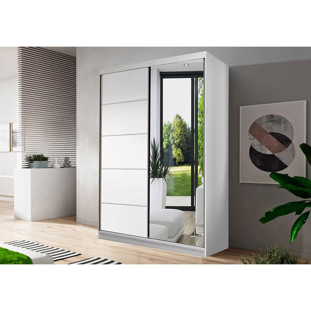 Neomi 05 Sliding Door Wardrobe 120cm in White Matt-Hinged Door Wardrobe