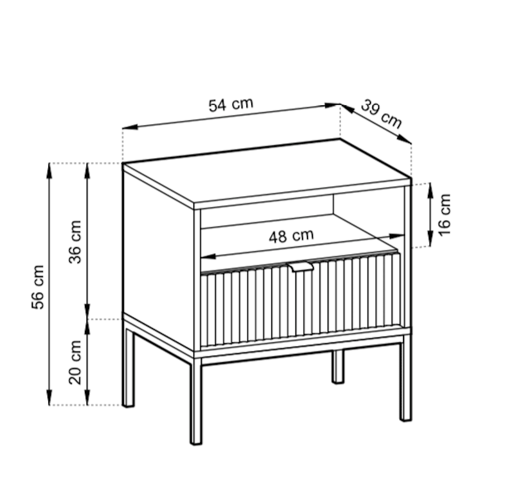 Nova Cabinet 54cm-Bedside Cabinet