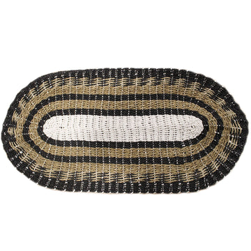 Oval Seagrass Black, White & Tan - Classic - 60x120cm - £75.0 - 