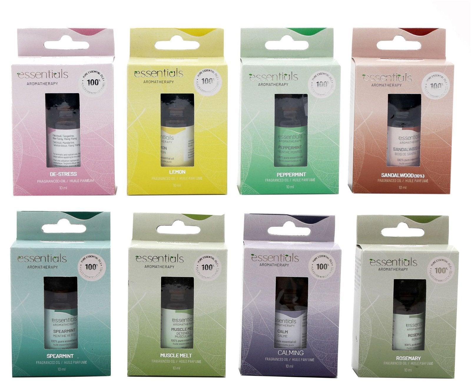 Pack of 8 x 10ml Essentials Aromatherapy Oil-Diffusers & Oil Burners