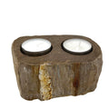 Petrified Wood Candle Holder - Double-