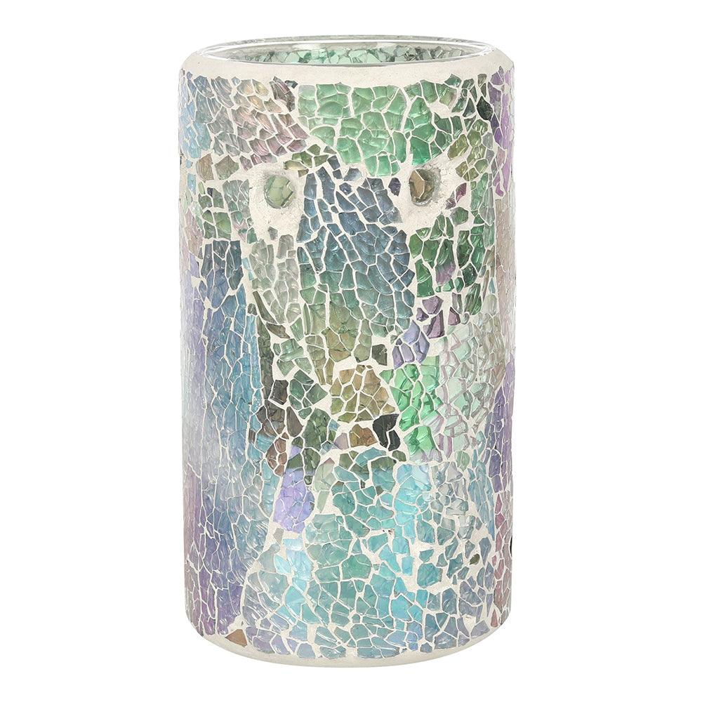 Pillar Light Blue Iridescent Crackle Oil Burner-Oil Burners