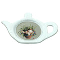 Porcelain Teabag Dish/Holder - Kim Haskins Cat in Plant Pot Green - £7.0 - 