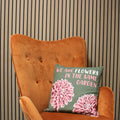 Printed Cotton Cushion Cover - We are Flowers - Olive, Pink and Natural-