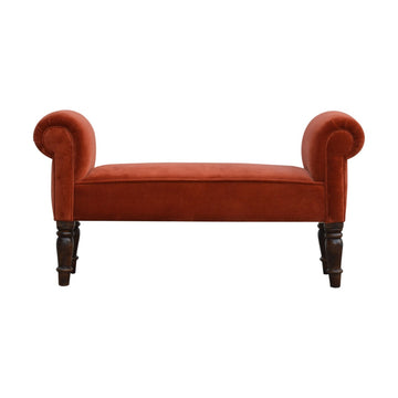 Brick Red Velvet Bench