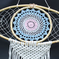 Protection Dream Catcher - Lrg Macrame Eye Blue/ White/Pink-