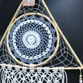 Protection Dream Catcher - Lrg Macrame Pyramid White/Grey-