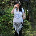 Protection Dream Catcher - Lrg Macrame Pyramid White/Grey-