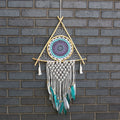 Protection Dream Catcher - Lrg Macrame Pyramid White/Turquoise - £39.0 - 