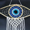 Protection Dream Catcher - Med Macrame Evil Eye Blue/White/Black-