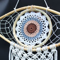 Protection Dream Catcher - Med Macrame Evil Eye White/ Grey/Brown-