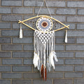 Protection Dream Catcher - Med Macrame Evil Eye White/ Grey/Brown - £36.34 - 