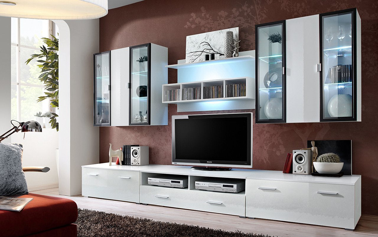 Quadro Gloss Entertainment Unit White Gloss Wall Unit 