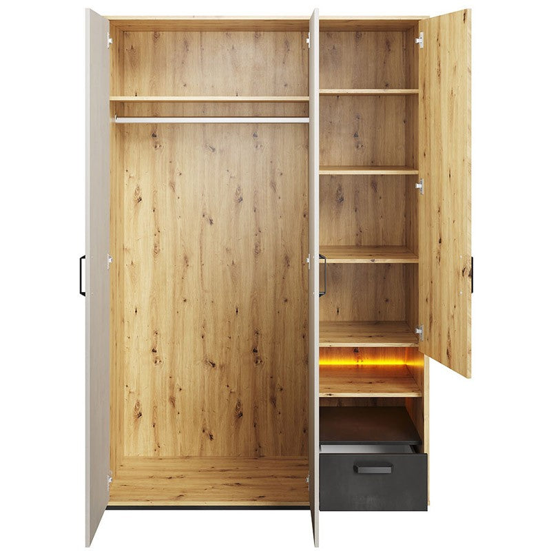 Qubic 02 Wardrobe with LED - £387.0 - Kids Wardrobe 