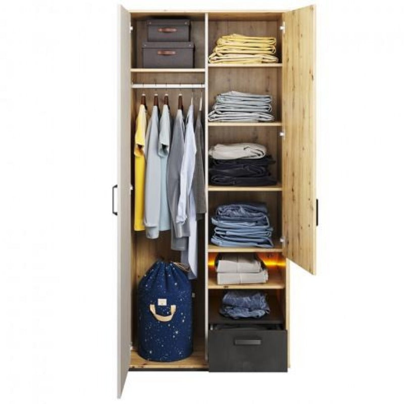 Qubic 03 Wardrobe with LED - £322.2 - Kids Wardrobe 