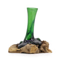 Recycled Beer Bottles - Flower Vase on Wood-