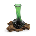 Recycled Beer Bottles - Flower Vase on Wood-