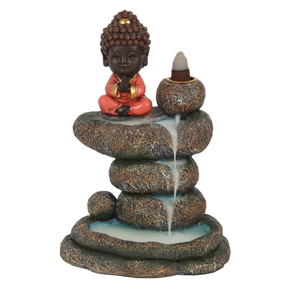 Red Buddha and Rock Pond Backflow Incense Burner - £25.99 - Incense Holders 