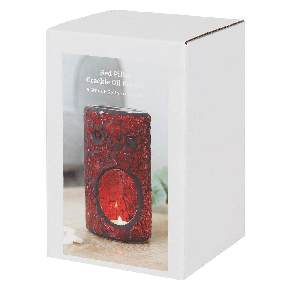 Red Pillar Crackle Glass Oil Burner-Oil Burners