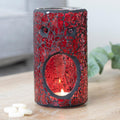 Red Pillar Crackle Glass Oil Burner-Oil Burners