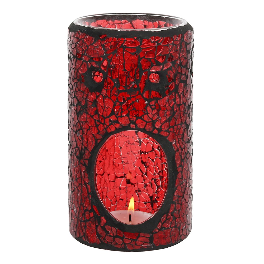 Red Pillar Crackle Glass Oil Burner - £17.99 - Oil Burners 