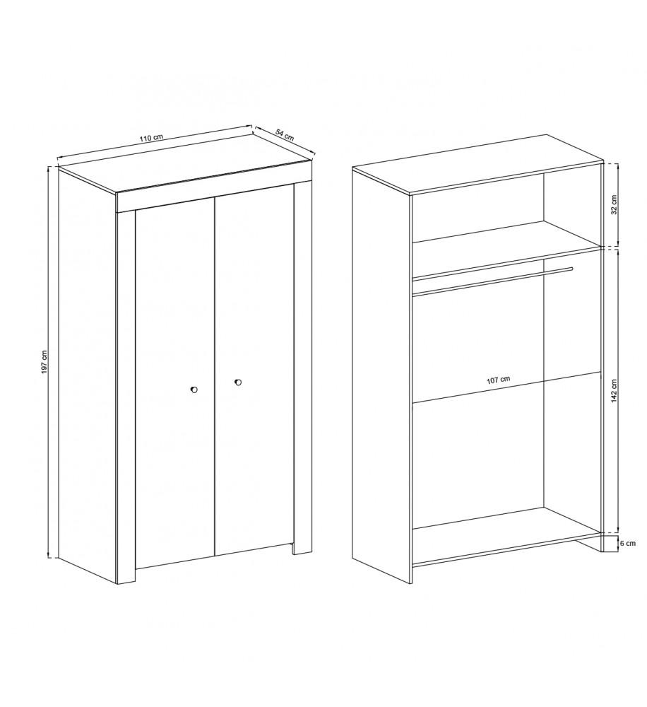 Rene 2 Door Wardrobe - £217.8 - Hinged Door Wardrobe 