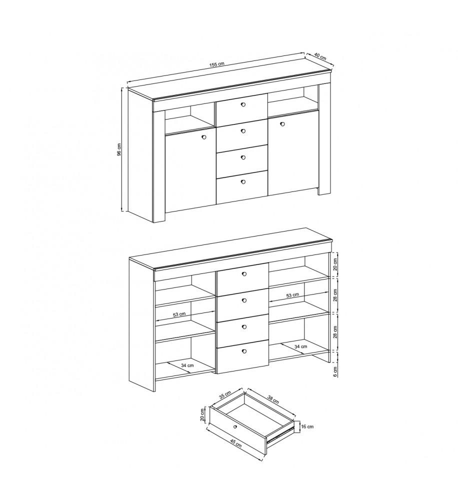 Rene Sideboard Cabinet - £214.2 - Living Sideboard Cabinet 