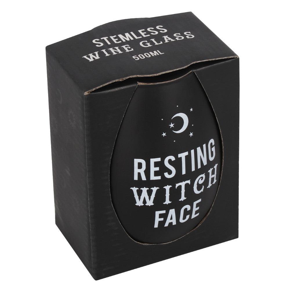 Resting Witch Face Stemless Wine Glass - £12.99 - Drinkware 