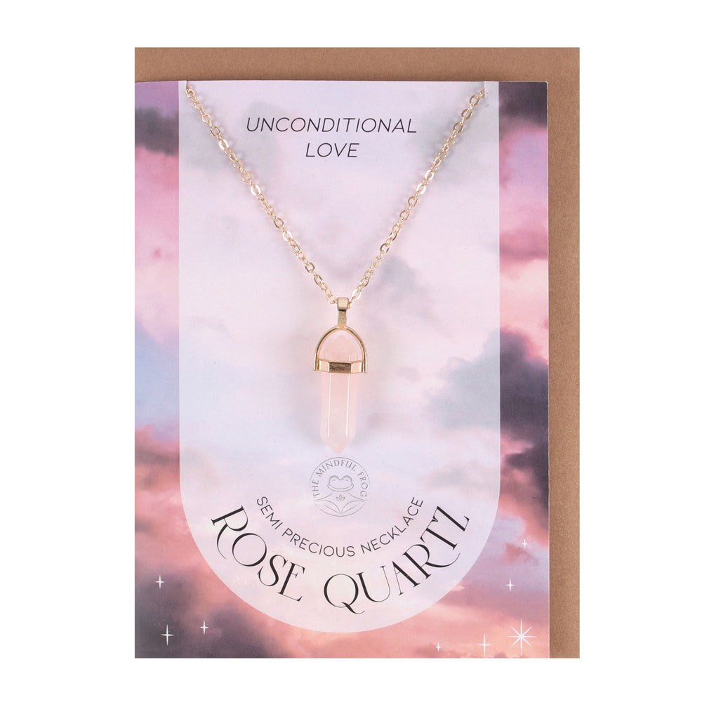 Rose Quartz Crystal Necklace Card - £12.99 - Jewellery 