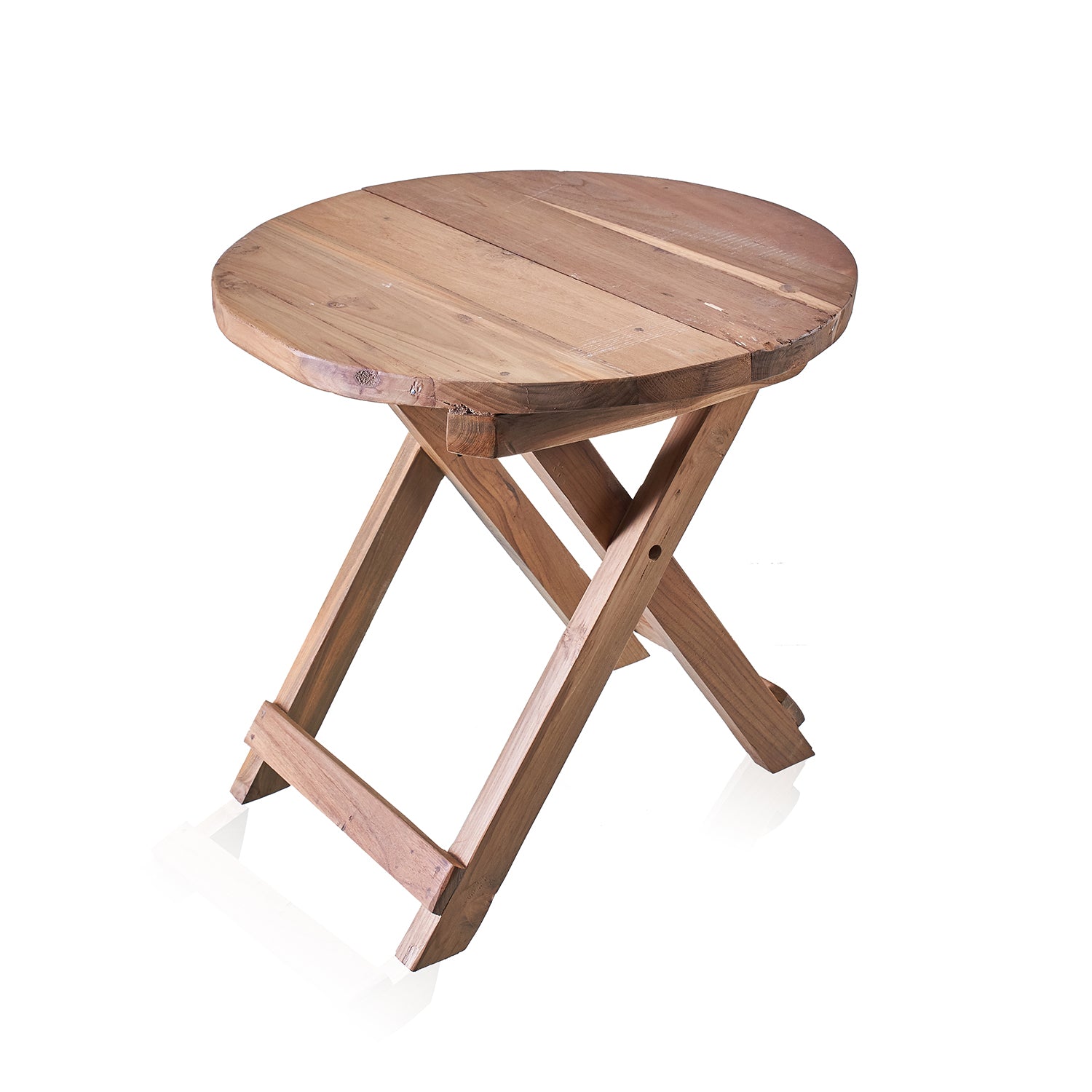 Round Folding Coffee Table - 50cm - Recycled Wood - £107.0 - 