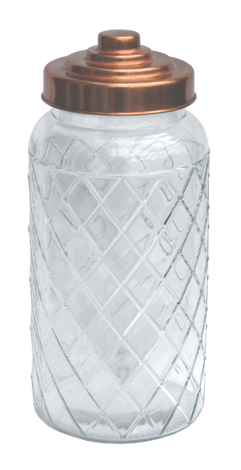Round Glass Jar With Copper Lid - 9.5 Inch - £16.99 - Kitchen Storage 