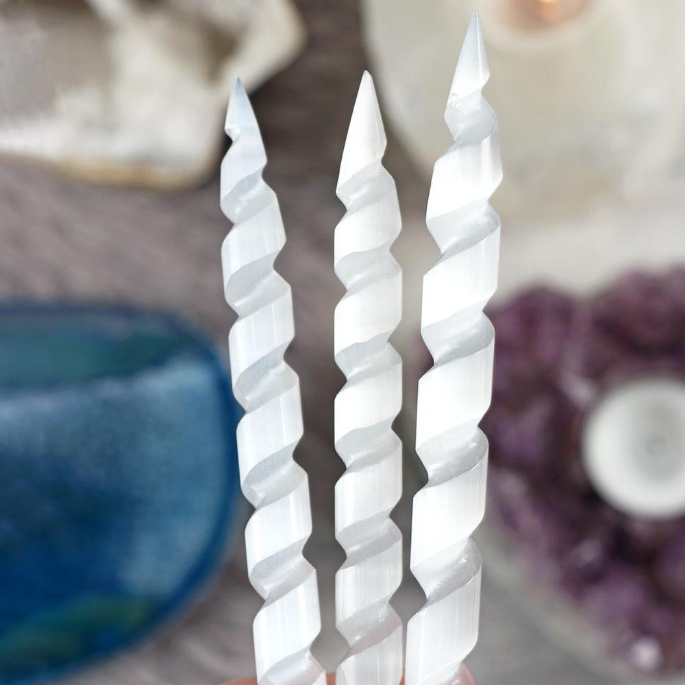 Round Point Selenite Spiral Wand - £10.99 - Crystals 