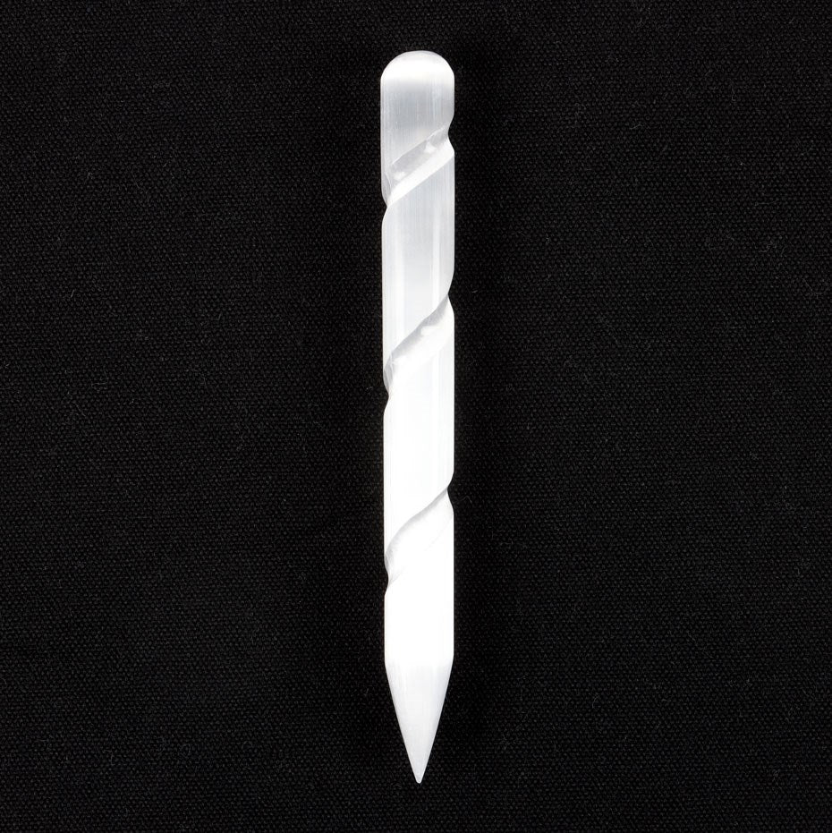 Round Point Selenite Spiral Wand - £10.99 - Crystals 