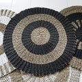 Round Seagrass Black & Tan - Circles - 1m-