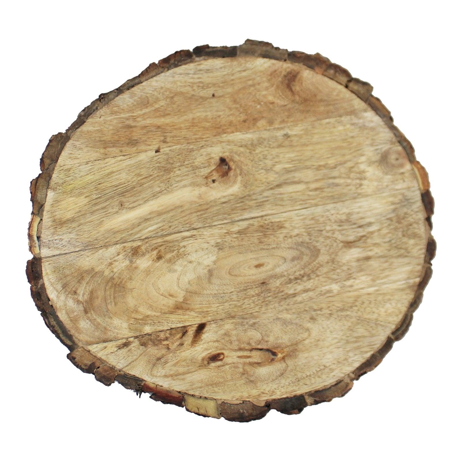 Round Wooden Bark Design Chopping/Serving Board, 30cm. - £22.99 - Trays & Chopping Boards 