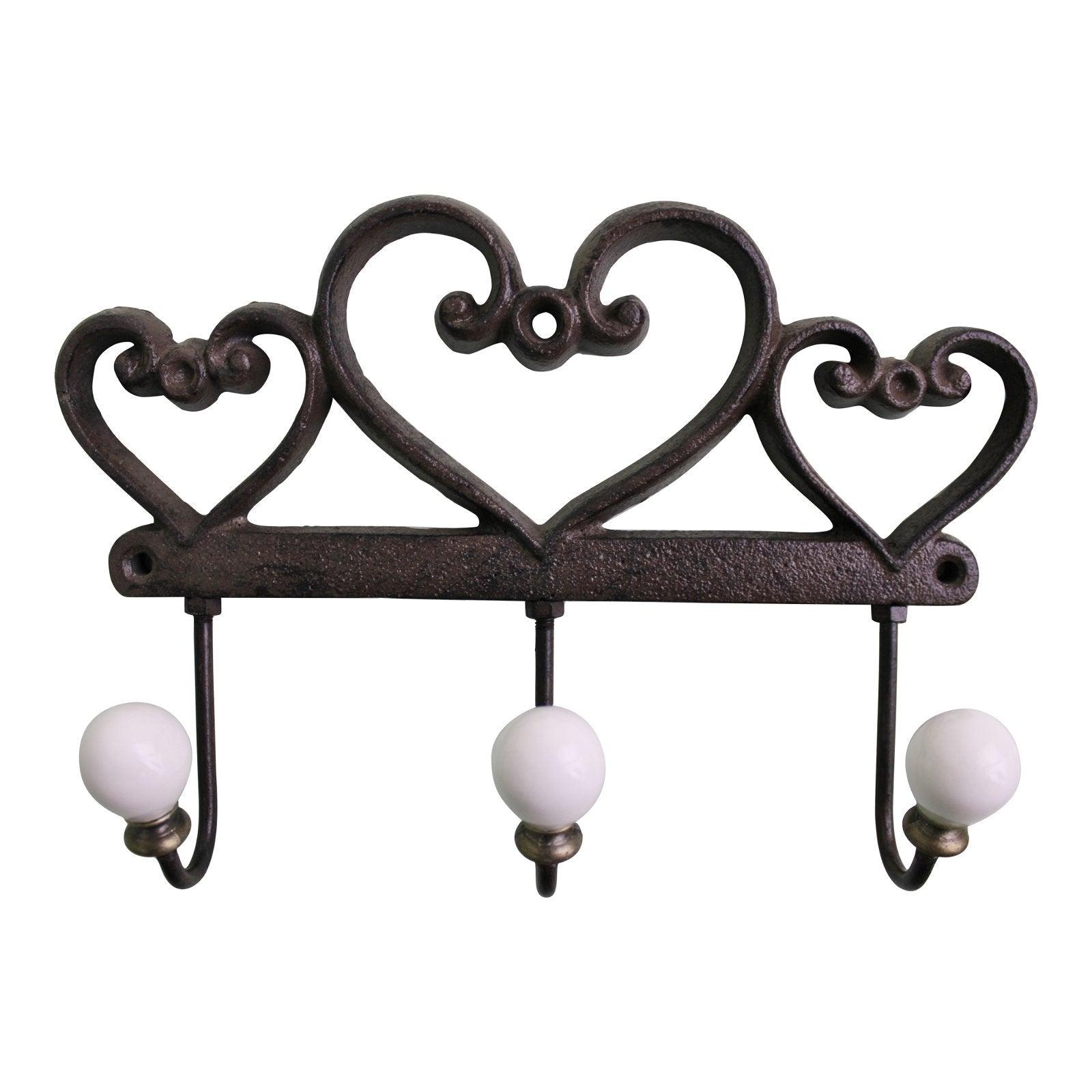 Rustic Cast Iron Wall Hooks, Hearts - £18.99 - Coat Hooks 