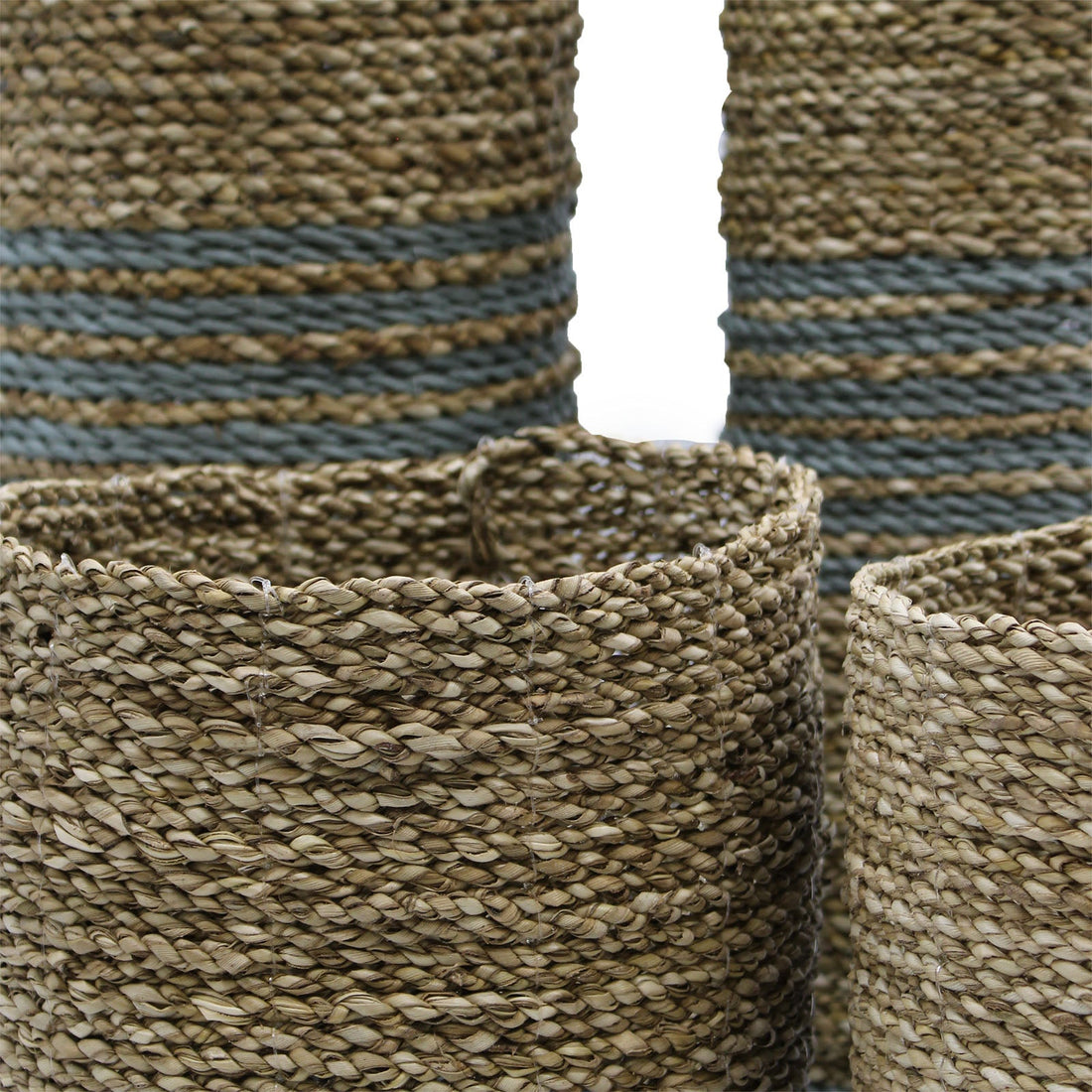 Seagrass & Abu-Abu Raffia Set - 2 Vase & 2 Bins - £77.0 - 