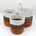 Seagrass Basket Set - Orange / Natural / White-