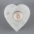 Selenite Heart Tealight Holder-Candle Holders