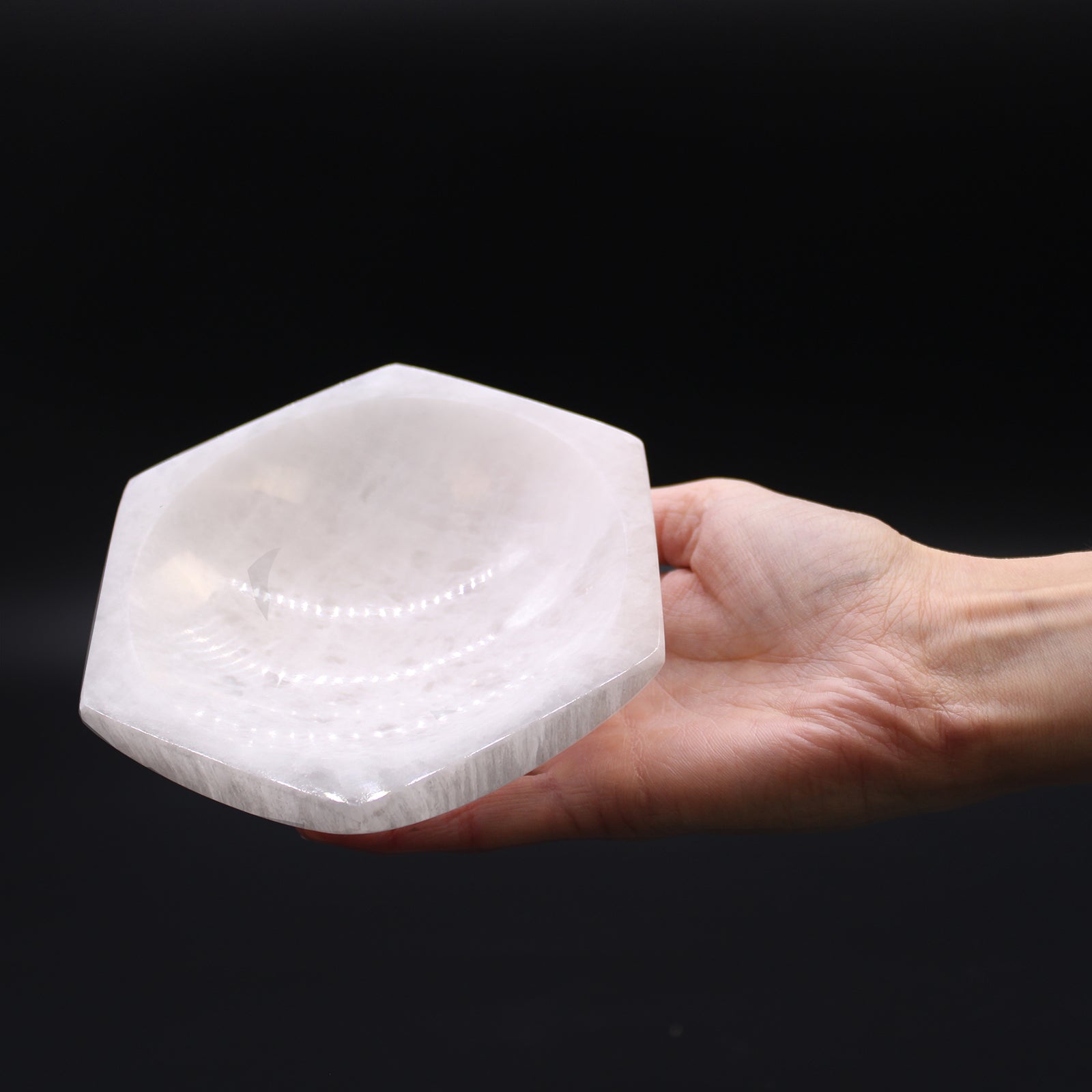 Selenite Hex Bowl - 15cm-