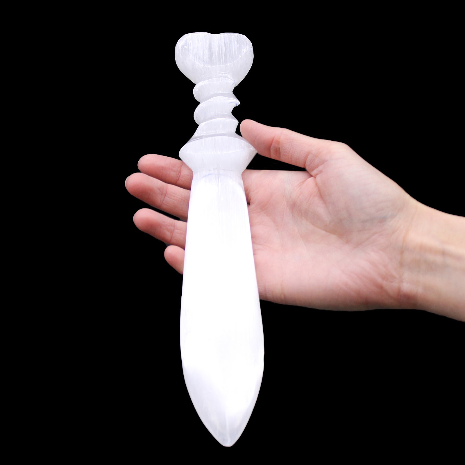 Selenite Lrg Ritual Knife - Spiral (25cm)-