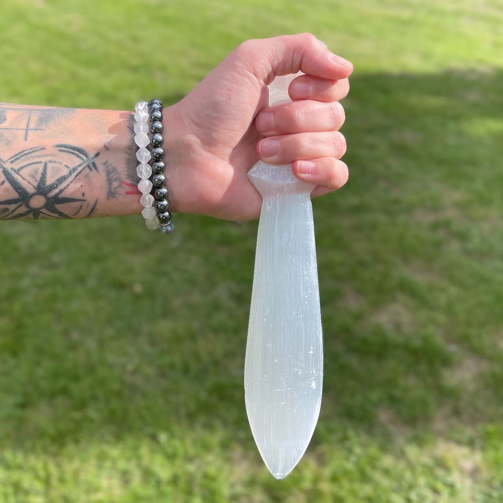 Selenite Lrg Ritual Knife - Spiral (25cm)-