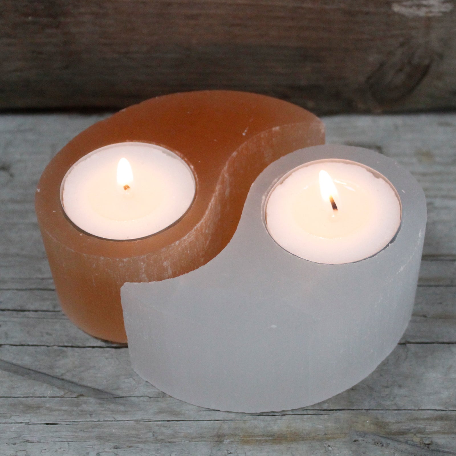 Selenite Ying Yang Candle Holder-